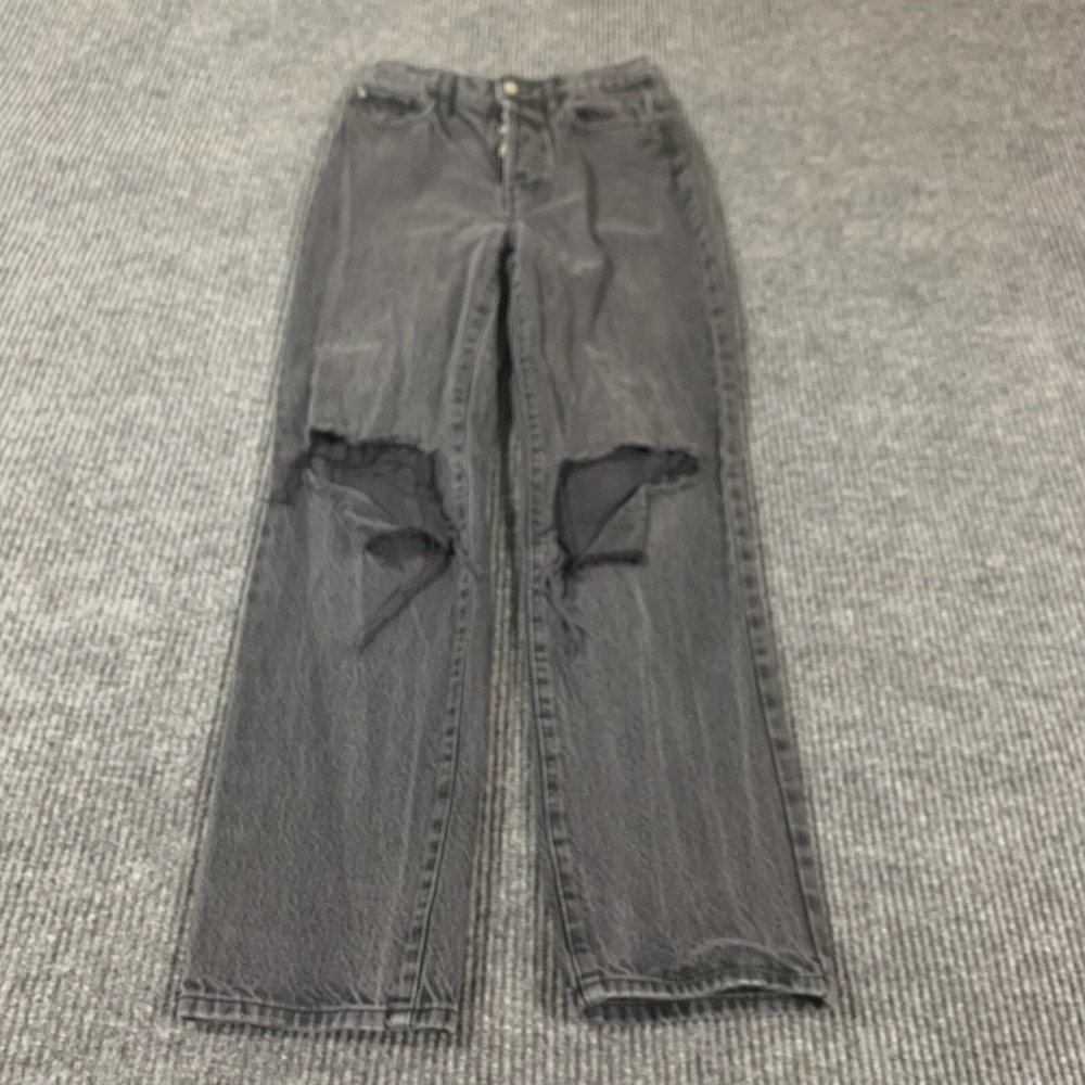 Pacsun Jeans Womens 25  Black Denim Dad Jean Distressed Baggy Oversized Loose